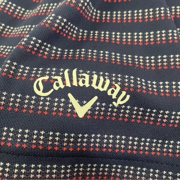 Callaway Opti Dri Men's Golf Polo Shirt Size L Short Sleeve Navy Blue Stripes - Picture 4 of 7